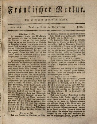 Fränkischer Merkur (Bamberger Zeitung) Sonntag 10. Oktober 1830