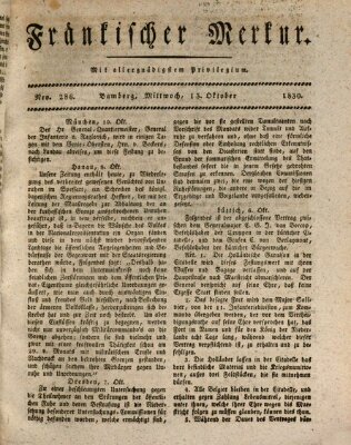 Fränkischer Merkur (Bamberger Zeitung) Mittwoch 13. Oktober 1830