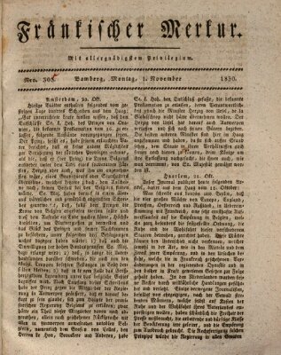 Fränkischer Merkur (Bamberger Zeitung) Montag 1. November 1830