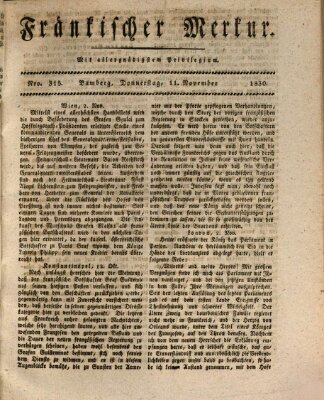 Fränkischer Merkur (Bamberger Zeitung) Donnerstag 11. November 1830
