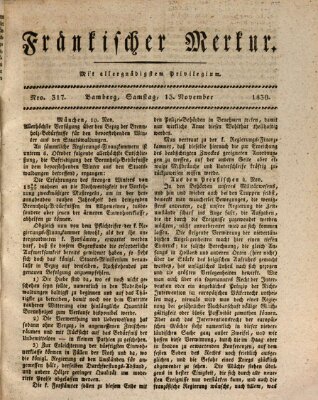 Fränkischer Merkur (Bamberger Zeitung) Samstag 13. November 1830