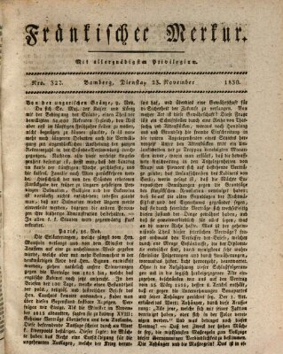 Fränkischer Merkur (Bamberger Zeitung) Dienstag 23. November 1830