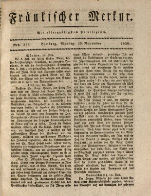 Fränkischer Merkur (Bamberger Zeitung) Montag 29. November 1830