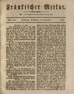 Fränkischer Merkur (Bamberger Zeitung) Dienstag 21. Dezember 1830