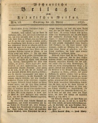 Fränkischer Merkur (Bamberger Zeitung) Sonntag 18. April 1830