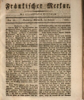 Fränkischer Merkur (Bamberger Zeitung) Mittwoch 12. Januar 1831