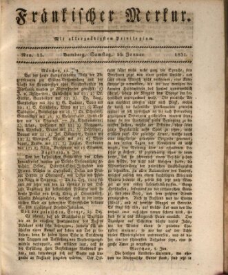 Fränkischer Merkur (Bamberger Zeitung) Samstag 15. Januar 1831