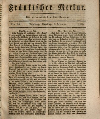 Fränkischer Merkur (Bamberger Zeitung) Samstag 5. Februar 1831