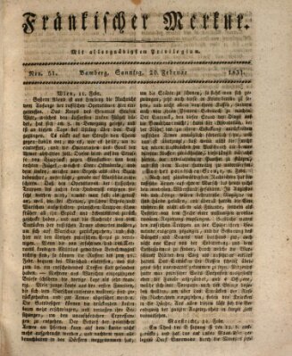 Fränkischer Merkur (Bamberger Zeitung) Sonntag 20. Februar 1831