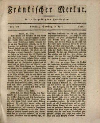 Fränkischer Merkur (Bamberger Zeitung) Samstag 9. April 1831