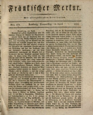 Fränkischer Merkur (Bamberger Zeitung) Donnerstag 14. April 1831