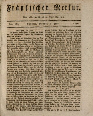 Fränkischer Merkur (Bamberger Zeitung) Dienstag 21. Juni 1831