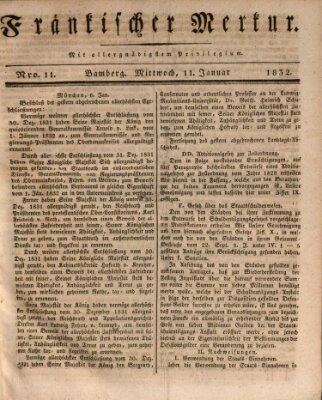 Fränkischer Merkur (Bamberger Zeitung) Mittwoch 11. Januar 1832