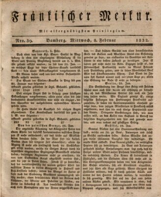 Fränkischer Merkur (Bamberger Zeitung) Mittwoch 8. Februar 1832