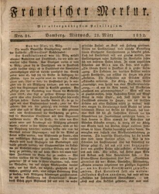 Fränkischer Merkur (Bamberger Zeitung) Mittwoch 21. März 1832