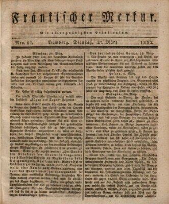 Fränkischer Merkur (Bamberger Zeitung) Dienstag 27. März 1832