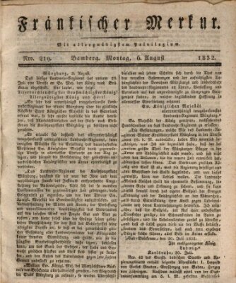 Fränkischer Merkur (Bamberger Zeitung) Montag 6. August 1832
