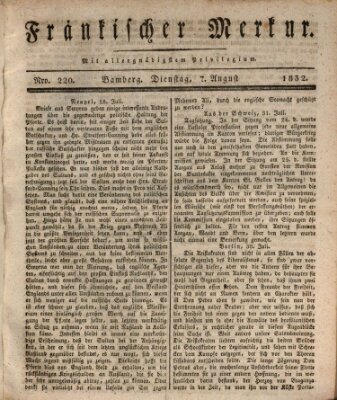 Fränkischer Merkur (Bamberger Zeitung) Dienstag 7. August 1832