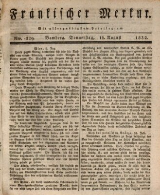 Fränkischer Merkur (Bamberger Zeitung) Donnerstag 16. August 1832