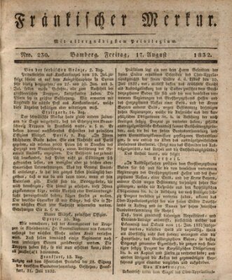 Fränkischer Merkur (Bamberger Zeitung) Freitag 17. August 1832