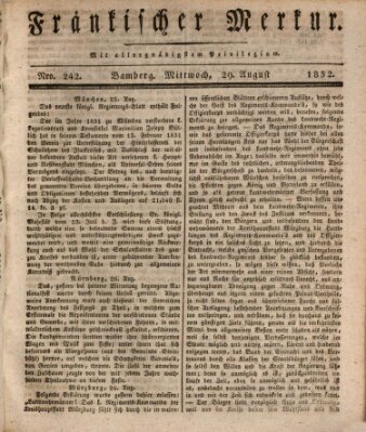 Fränkischer Merkur (Bamberger Zeitung) Mittwoch 29. August 1832
