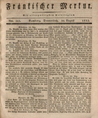 Fränkischer Merkur (Bamberger Zeitung) Donnerstag 30. August 1832