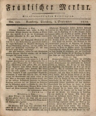 Fränkischer Merkur (Bamberger Zeitung) Dienstag 4. September 1832