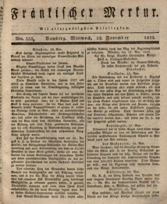 Fränkischer Merkur (Bamberger Zeitung) Mittwoch 28. November 1832