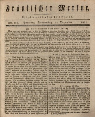 Fränkischer Merkur (Bamberger Zeitung) Donnerstag 20. Dezember 1832