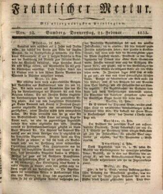Fränkischer Merkur (Bamberger Zeitung) Donnerstag 21. Februar 1833