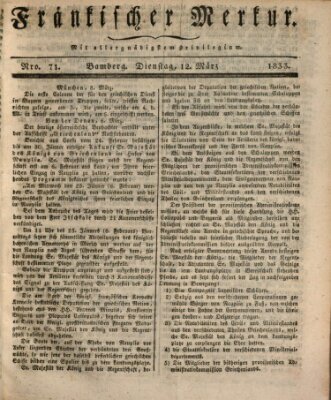 Fränkischer Merkur (Bamberger Zeitung) Dienstag 12. März 1833