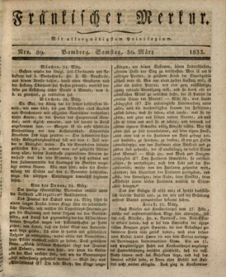 Fränkischer Merkur (Bamberger Zeitung) Samstag 30. März 1833