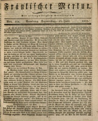 Fränkischer Merkur (Bamberger Zeitung) Donnerstag 13. Juni 1833