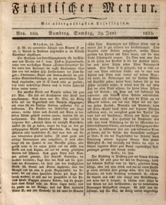 Fränkischer Merkur (Bamberger Zeitung) Samstag 29. Juni 1833