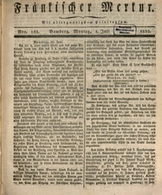 Fränkischer Merkur (Bamberger Zeitung) Montag 1. Juli 1833
