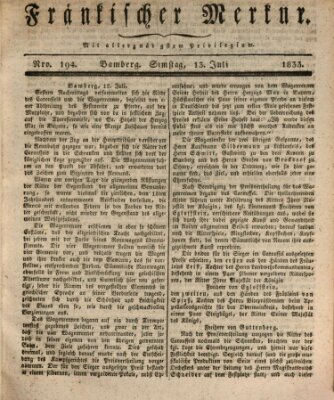 Fränkischer Merkur (Bamberger Zeitung) Samstag 13. Juli 1833