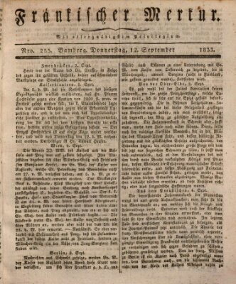 Fränkischer Merkur (Bamberger Zeitung) Donnerstag 12. September 1833