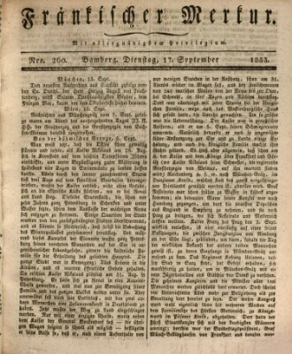 Fränkischer Merkur (Bamberger Zeitung) Dienstag 17. September 1833