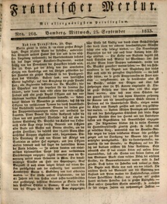 Fränkischer Merkur (Bamberger Zeitung) Mittwoch 25. September 1833