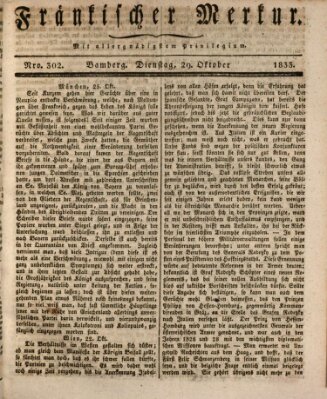 Fränkischer Merkur (Bamberger Zeitung) Dienstag 29. Oktober 1833
