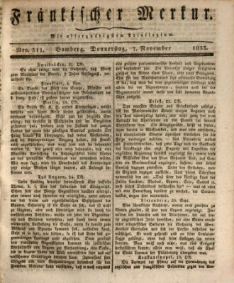 Fränkischer Merkur (Bamberger Zeitung) Donnerstag 7. November 1833