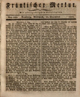 Fränkischer Merkur (Bamberger Zeitung) Mittwoch 11. Dezember 1833