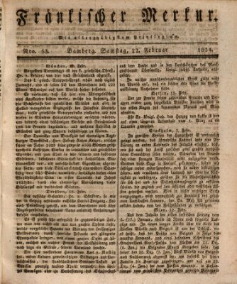 Fränkischer Merkur (Bamberger Zeitung) Samstag 22. Februar 1834