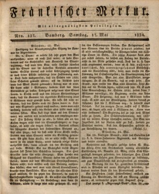 Fränkischer Merkur (Bamberger Zeitung) Samstag 17. Mai 1834