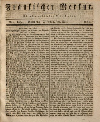 Fränkischer Merkur (Bamberger Zeitung) Dienstag 20. Mai 1834