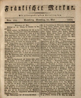 Fränkischer Merkur (Bamberger Zeitung) Samstag 31. Mai 1834