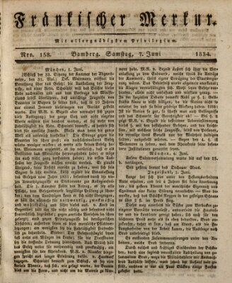 Fränkischer Merkur (Bamberger Zeitung) Samstag 7. Juni 1834