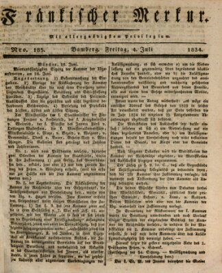 Fränkischer Merkur (Bamberger Zeitung) Freitag 4. Juli 1834
