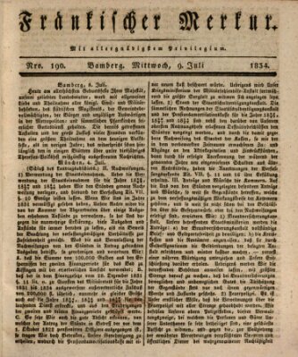 Fränkischer Merkur (Bamberger Zeitung) Mittwoch 9. Juli 1834