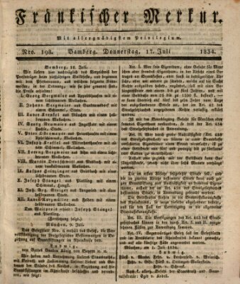 Fränkischer Merkur (Bamberger Zeitung) Donnerstag 17. Juli 1834